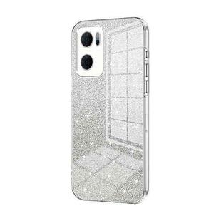 For OPPO Reno7 5G Gradient Glitter Powder Electroplated Phone Case(Transparent)