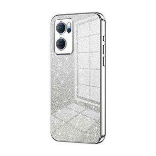 For OPPO Reno7 5G Gradient Glitter Powder Electroplated Phone Case(Silver)