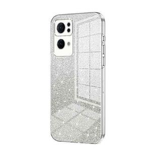 For OPPO Reno7 Pro Gradient Glitter Powder Electroplated Phone Case(Transparent)