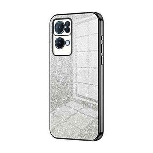 For OPPO Reno7 Pro Gradient Glitter Powder Electroplated Phone Case(Black)