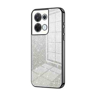 For OPPO Reno8 Gradient Glitter Powder Electroplated Phone Case(Black)