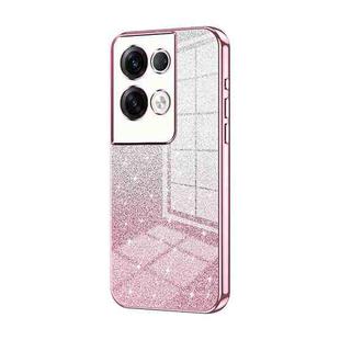 For OPPO Reno8 Pro+ Gradient Glitter Powder Electroplated Phone Case(Pink)