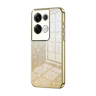 For OPPO Reno8 Pro+ Gradient Glitter Powder Electroplated Phone Case(Gold)