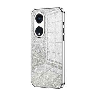 For OPPO Reno8 T 5G Gradient Glitter Powder Electroplated Phone Case(Silver)