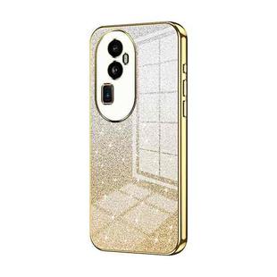 For OPPO Reno10 Pro+ Gradient Glitter Powder Electroplated Phone Case(Gold)