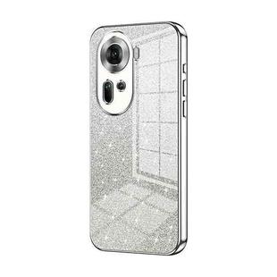 For OPPO Reno11 Global Gradient Glitter Powder Electroplated Phone Case(Silver)