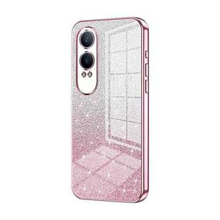 For OPPO K12x Gradient Glitter Powder Electroplated Phone Case(Pink)