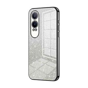 For OPPO K12x Gradient Glitter Powder Electroplated Phone Case(Black)