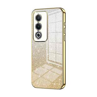 For OPPO A3 Pro Global Gradient Glitter Powder Electroplated Phone Case(Gold)