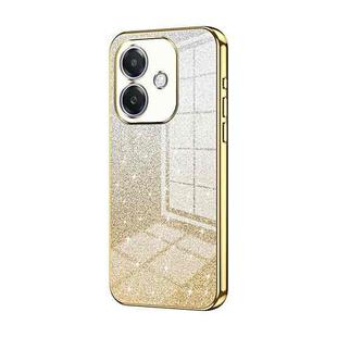 For OPPO A3x Global Gradient Glitter Powder Electroplated Phone Case(Gold)