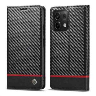 For Xiaomi Redmi Note 13 4G LC.IMEEKE Carbon Fiber Texture Flip Leather Phone Case(Horizontal Black)