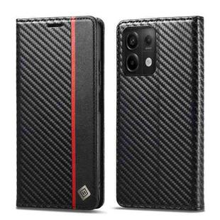 For Xiaomi Redmi Note 13 4G LC.IMEEKE Carbon Fiber Texture Flip Leather Phone Case(Vertical Black)