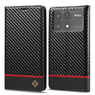 For Xiaomi Poco X6 Pro 5G LC.IMEEKE Carbon Fiber Texture Flip Leather Phone Case(Horizontal Black)