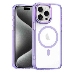 For iPhone 15 Pro Max MagSafe Magnetic Clear Phone Case(Purple)