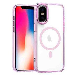 For iPhone XS / X MagSafe Magnetic Clear Phone Case(Pink)