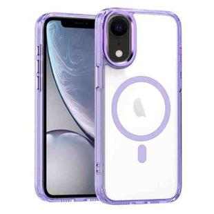 For iPhone XR MagSafe Magnetic Clear Phone Case(Purple)