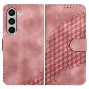 For Samsung Galaxy Z Fold5 5G YX0060 Elephant Head Embossed Phone Leather Case with Lanyard(Pink)