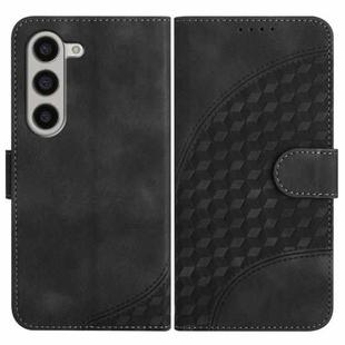 For Samsung Galaxy Z Fold5 5G YX0060 Elephant Head Embossed Phone Leather Case with Lanyard(Black)
