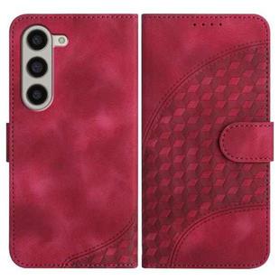 For Samsung Galaxy Z Fold5 5G YX0060 Elephant Head Embossed Phone Leather Case with Lanyard(Rose Red)
