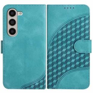 For Samsung Galaxy Z Fold5 5G YX0060 Elephant Head Embossed Phone Leather Case with Lanyard(Light Blue)