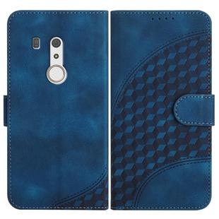 For Fujitsu Arrows Be3 YX0060 Elephant Head Embossed Phone Leather Case with Lanyard(Royal Blue)