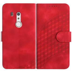 For Fujitsu Arrows Be3 YX0060 Elephant Head Embossed Phone Leather Case with Lanyard(Red)