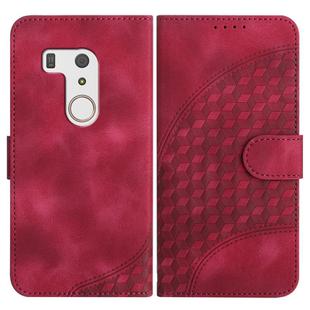 For Fujitsu Arrows F-01L F-42A YX0060 Elephant Head Embossed Phone Leather Case with Lanyard(Rose Red)