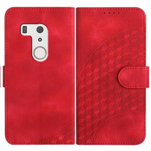 For Fujitsu Arrows F-01L F-42A YX0060 Elephant Head Embossed Phone Leather Case with Lanyard(Red)