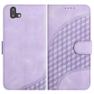 For Fujitsu Arrows U 801FJ YX0060 Elephant Head Embossed Phone Leather Case with Lanyard(Light Purple)