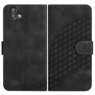 For Fujitsu Arrows U 801FJ YX0060 Elephant Head Embossed Phone Leather Case with Lanyard(Black)