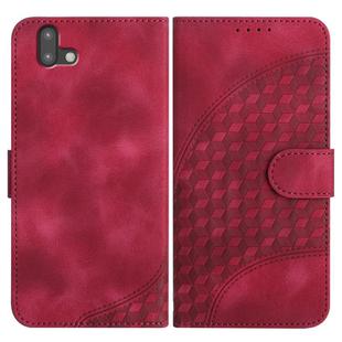 For Fujitsu Arrows U 801FJ YX0060 Elephant Head Embossed Phone Leather Case with Lanyard(Rose Red)