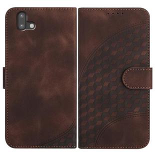For Fujitsu Arrows U 801FJ YX0060 Elephant Head Embossed Phone Leather Case with Lanyard(Coffee)