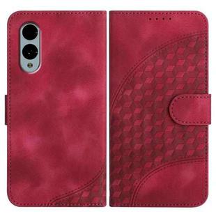 For Fujitsu Arrows We2 YX0060 Elephant Head Embossed Phone Leather Case with Lanyard(Rose Red)