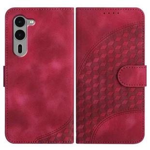 For Fujitsu Arrows We2 Plus YX0060 Elephant Head Embossed Phone Leather Case with Lanyard(Rose Red)