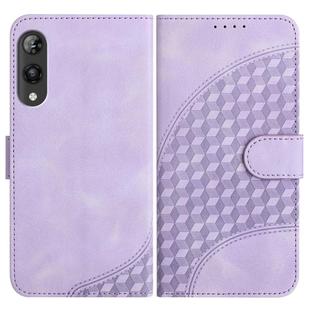 For Rakuten Hand YX0060 Elephant Head Embossed Phone Leather Case with Lanyard(Light Purple)