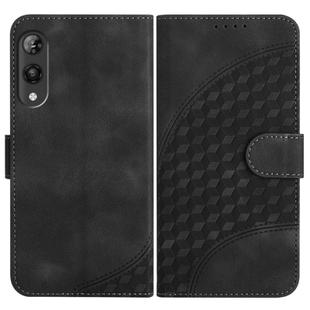 For Rakuten Hand YX0060 Elephant Head Embossed Phone Leather Case with Lanyard(Black)