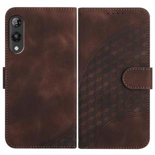 For Rakuten Hand YX0060 Elephant Head Embossed Phone Leather Case with Lanyard(Coffee)