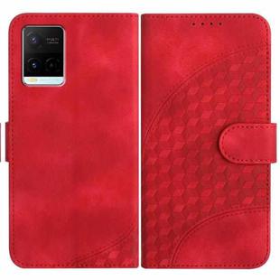 For vivo Y21/Y33s/Y21s YX0060 Elephant Head Embossed Phone Leather Case with Lanyard(Red)