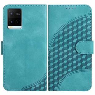 For vivo Y21/Y33s/Y21s YX0060 Elephant Head Embossed Phone Leather Case with Lanyard(Light Blue)