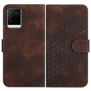 For vivo Y21/Y33s/Y21s YX0060 Elephant Head Embossed Phone Leather Case with Lanyard(Coffee)