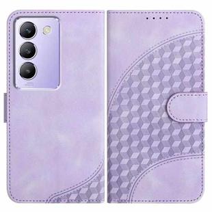 For vivo V30 Lite 5G India/T3 5G IDN YX0060 Elephant Head Embossed Phone Leather Case with Lanyard(Light Purple)
