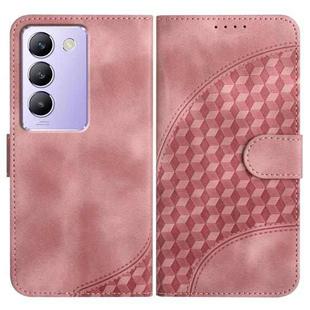 For vivo V30 Lite 5G India/T3 5G IDN YX0060 Elephant Head Embossed Phone Leather Case with Lanyard(Pink)