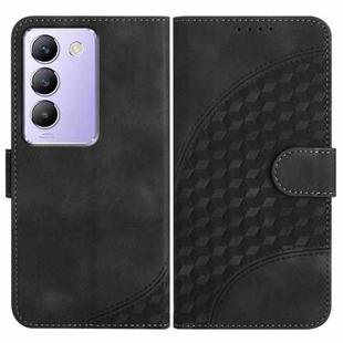 For vivo V30 Lite 5G India/T3 5G IDN YX0060 Elephant Head Embossed Phone Leather Case with Lanyard(Black)