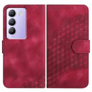 For vivo V30 Lite 5G India/T3 5G IDN YX0060 Elephant Head Embossed Phone Leather Case with Lanyard(Rose Red)