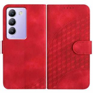 For vivo V30 Lite 5G India/T3 5G IDN YX0060 Elephant Head Embossed Phone Leather Case with Lanyard(Red)