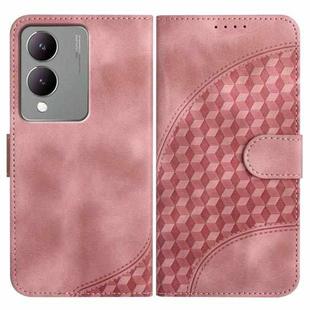 For vivo Y17s 4G Global/Y28 5G India YX0060 Elephant Head Embossed Phone Leather Case with Lanyard(Pink)