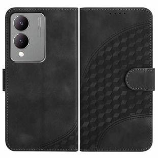 For vivo Y17s 4G Global/Y28 5G India YX0060 Elephant Head Embossed Phone Leather Case with Lanyard(Black)