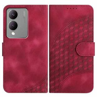 For vivo Y17s 4G Global/Y28 5G India YX0060 Elephant Head Embossed Phone Leather Case with Lanyard(Rose Red)