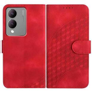 For vivo Y17s 4G Global/Y28 5G India YX0060 Elephant Head Embossed Phone Leather Case with Lanyard(Red)