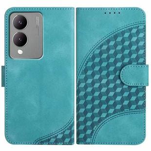 For vivo Y17s 4G Global/Y28 5G India YX0060 Elephant Head Embossed Phone Leather Case with Lanyard(Light Blue)